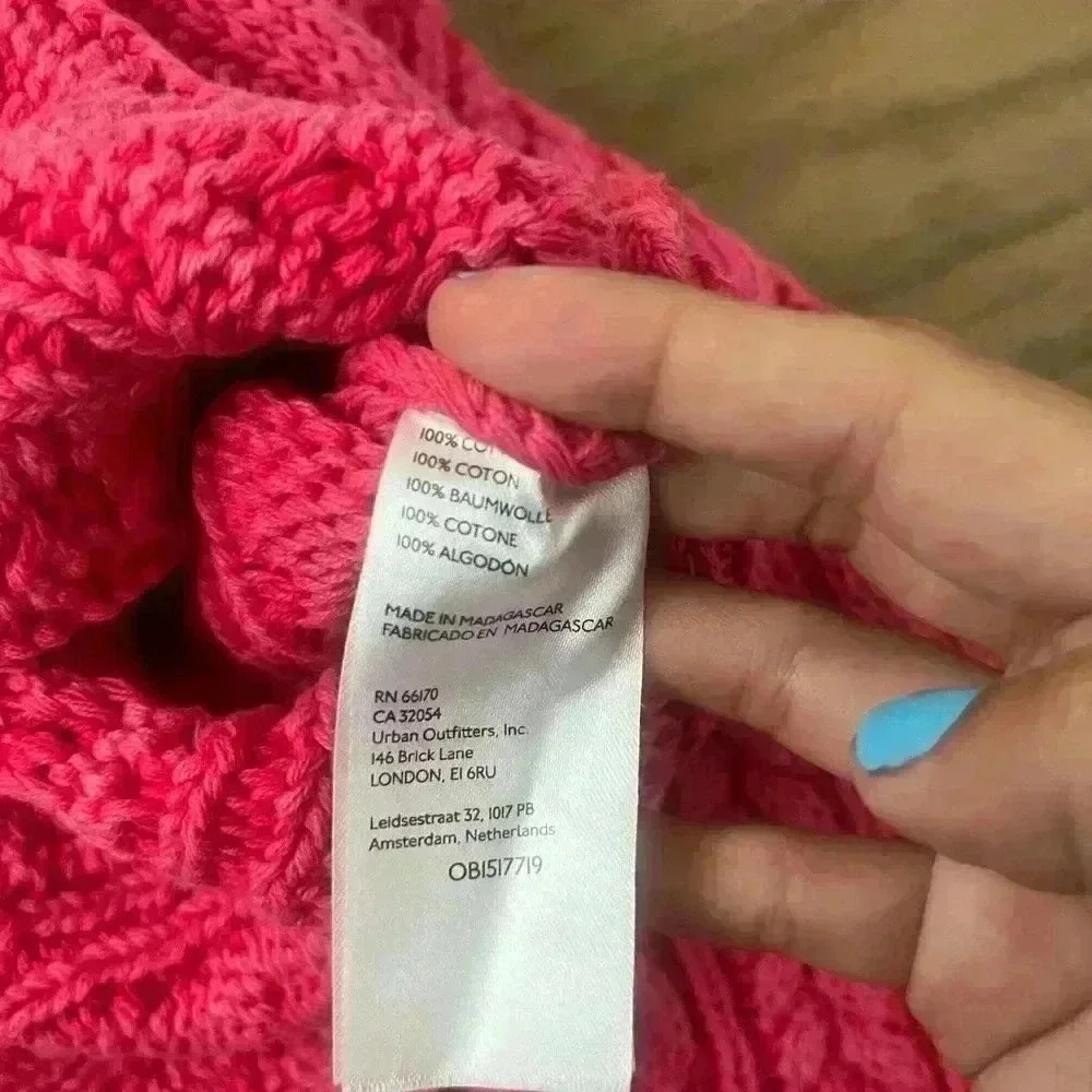 NWOT Anthropologie Pilcro hot pink fisherman sweater xsmall - Picture 4 of 5